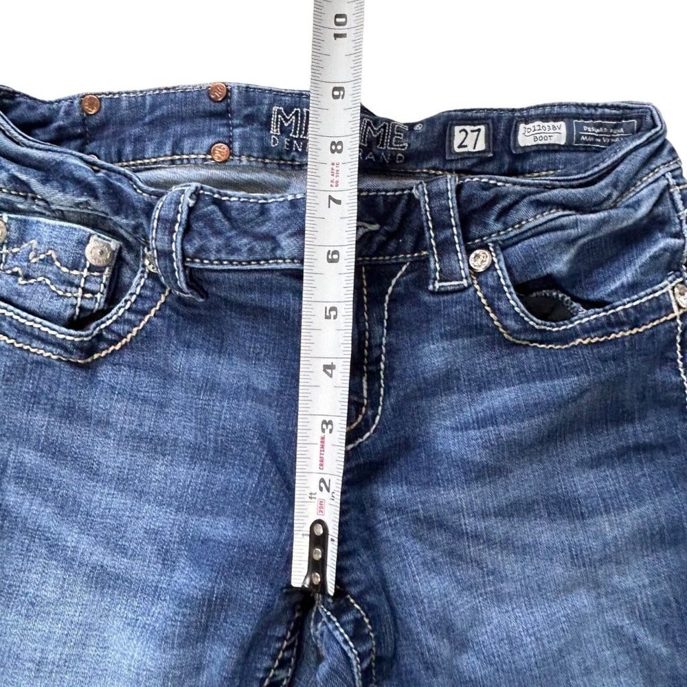Miss Me Womens Signature Boot Cut Jeans Size 27 Embellished Pocket Mid Rise Blue - Picture 6 of 12